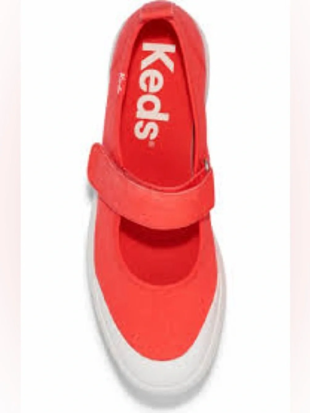 Keds women’s Mary Jane Canvas Sneaker in Coral Red 7.5